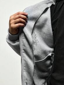 ROMWE MEN 男士哥特式刺绣休闲卫衣，学院风，秋冬款 - 淺灰色 - 查看 8
