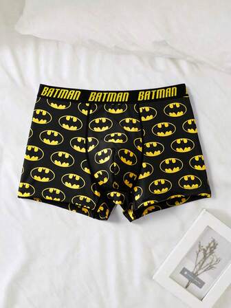 BATMAN X SHEIN Bekväma och moderiktiga boxershorts med bokstavs- och logotypmönster för män
