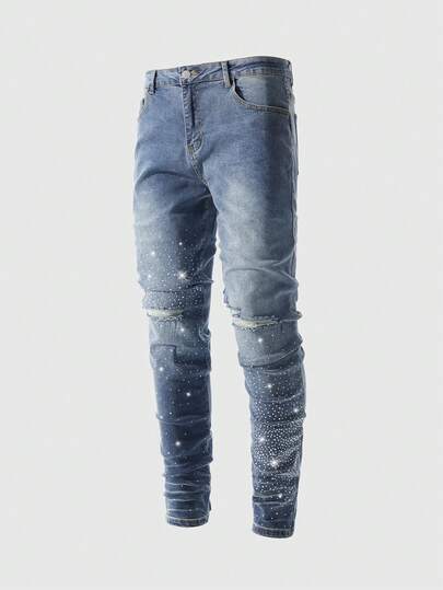 Herren Lässig Everyday gewaschene, abgenutzte Skinny Fit Jeans