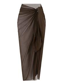 Swim Oasis Women's Casual Vacation Beach Spaghetti Strap Special Fabric Jumpsuit 2 Pieces Swimsuit Brown Bodysuit Brown Two Piece Set Women Skirt Swimsuit Set Brown Bikini Set Brown Swimsuit Women - Brown - View 6