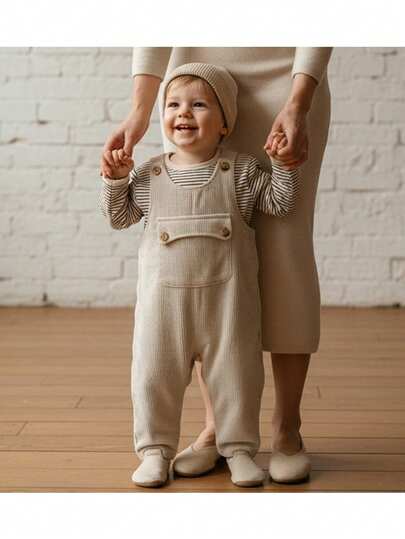 Loomiva 2pcs Baby Boy Colorful Striped Crew Neck Long Sleeve Pullover Top And Bib Overalls Pants Set