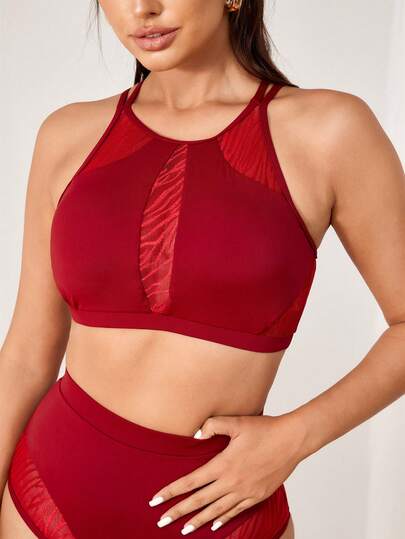 Menodora SHEIN Sport Women's Solid Color Minimalist Everyday Criss-Cross Sports Bra