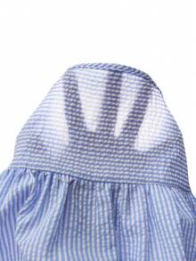 SHEIN Baby Girl Striped Ruffle Hem Camisole And Elastic Waist Wide Leg Pants Fashion Holiday Outfit - Blue - View 6