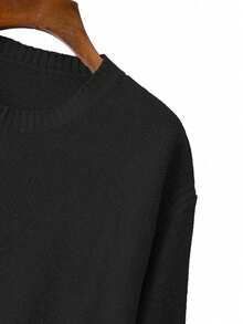 EMERY ROSE 女士优雅宽松长袖系腰针织衫裤套装，大码，适合外出、派对、婚礼宾客等场合，秋冬季 - 黑色 - 查看 7