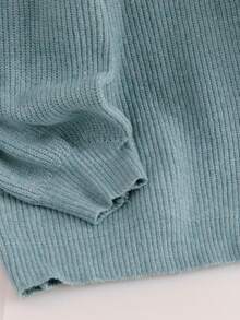 SHEIN CURVE+ Áo len cardigan dệt kim gân hở vai cỡ lớn cho nữ, áo dài tay - màu xanh lá - Xem 3