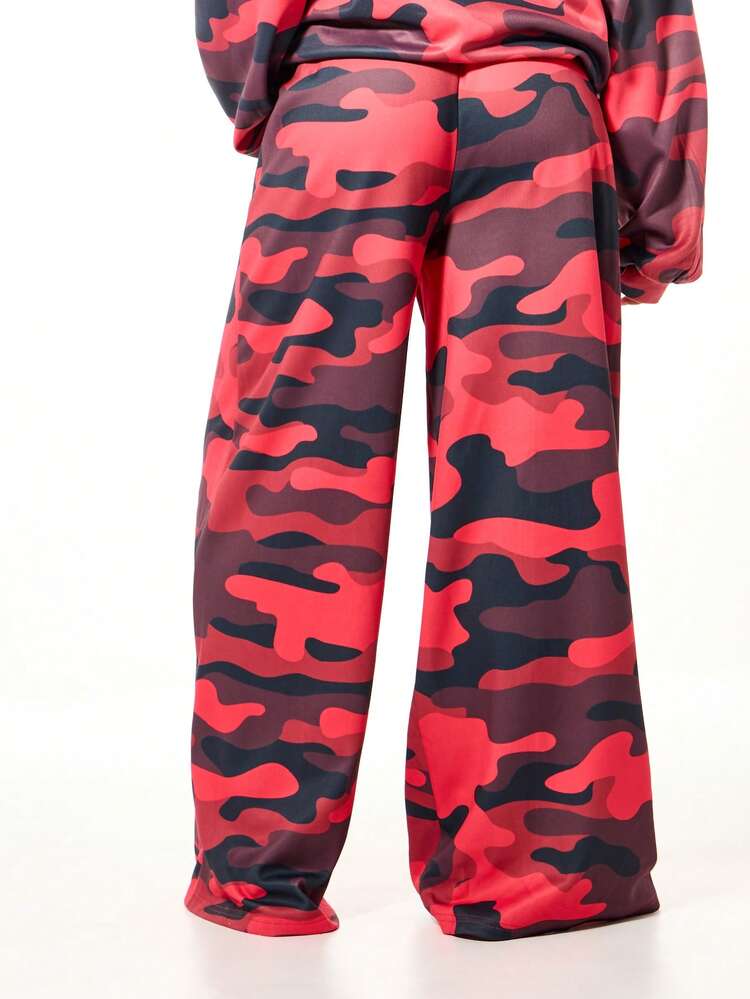 SUMWON WOMEN Camo Print Drawstring Joggers With Elastic Cuffs