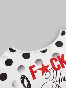 ROMWE J-Fashion Spring/Summer Kawaii Cute Relaxed Playful Music Note Print Women T-Shirt - Black and White - View 3