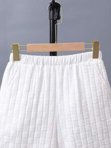 2pcs/Set Teenage Boys' Casual Geometric Textured Fabric Round Neck T-Shirt Set, Suitable For Daily Commute