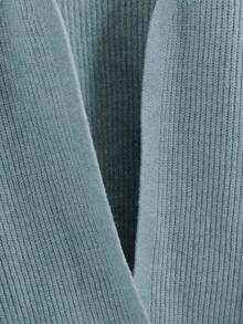 SHEIN CURVE+ Áo len cardigan dệt kim gân hở vai cỡ lớn cho nữ, áo dài tay - màu xanh lá - Xem 5