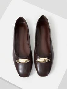 Mnmlis Scarpe da donna casual e versatili per pendolari, con decorazione in metallo - Caffè Marrone - Visualizzare 11