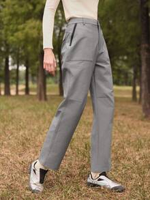 SHEIN Comfy Note 女士休闲纯色户外徒步裤 - 灰色 - 查看 3