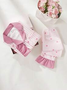 Bộ 2 áo khoác cardigan dài tay họa tiết sọc và trái tim cho bé gái, đồ mặc nhà thoải mái và dễ chịu - Nhiều màu - Xem 3