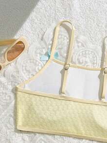 SHEIN 3pcs/Set New Stylish Tankini Swimsuit For Women, Flattering & Suitable For Spa Resort Yellow Two Piece Summer Two Piece Beach Tops Yellow Skirt Skirt Bathing Suit Swimsuits For Teen Girls Yellow Lemon Bathing Suit Yellow Girl Bathing Suits For Girls Bikini Set Teen Girl Yellow Girls Lemon Swimsuit