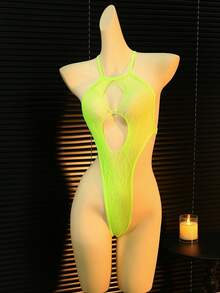 1 pieza Bodystocking de red sexy para mujer, adecuado para el Día de San Valentín