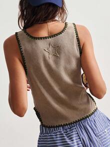 Bohemela Áo hai dây đan dáng ôm dáng ôm sát màu trơn dành cho nữ, phù hợp cho kỳ nghỉ xuân/hè - Màu Khaki - Xem 2