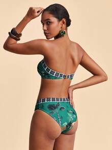 Travachic 女士印花抹胸比基尼套装，夏季女装，女士泳装，度假，花卉，图案，派对，海滩，优雅，奢华，时尚 - 彩色 - 查看 2