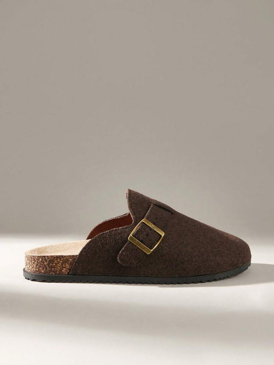 Solecia Women's Autumn/Winter 2025 Vintage Closed Toe Fluffy Flat Slippers, Comfortable Slip-On Shoes - Dark coffee - View 1