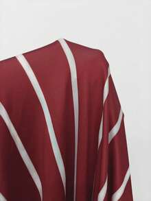 Maweii Plus Size Women Casual Striped Knit Twist Design Dress