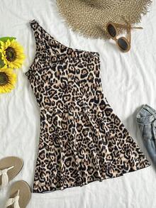 Swim Lushoire 女士豹纹连体泳衣，适合海滩、派对、度假 - 彩色 - 查看 2