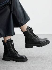 CUCCOO BIZCHIC 女士时尚百搭系带踝靴 - 黑色 - 查看 1