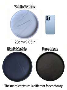 1 件/3 件圆形大理石纹储物托盘、浴室收纳架、易于清洁、蜡烛/香薰架、硅胶梳妆台托盘、珠宝盘，非常适合液体肥皂、洗发水、香料罐、花瓶垫，适用于家庭、浴室、厨房、客厅、咖啡桌、餐厅盘子厨房装饰托盘水果托盘托盘装饰礼物生日毕业 - 彩色 - 查看 10