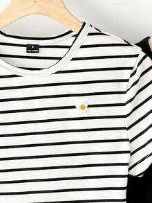 Tseoso 4pcs Set All-Match Solid Color Round Neck Fitted Short Sleeve Crop T-Shirts For Women, Daisy Embroidered,Sexy Cute Y2K Coconutgirl Boho Music Festival Suitable For Going Out - Multicolor - View 8