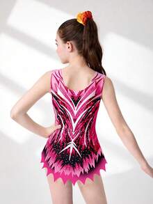 Bộ đồ liền thân không tay co giãn in họa tiết dành cho bé gái tuổi mới lớn, nhiều màu, phù hợp cho thể dục dụng cụ, trượt băng nghệ thuật, luyện tập thể thao, thi đấu ở trường, mặc hàng ngày. Họa tiết sống động, vừa vặn thoải mái khi vận động. - Nhiều màu - Xem 2