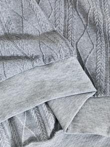 Ontre Tween Girl Embroidered Pattern Loose Fit Knit Sweatshirt, Gray - Grey - View 7