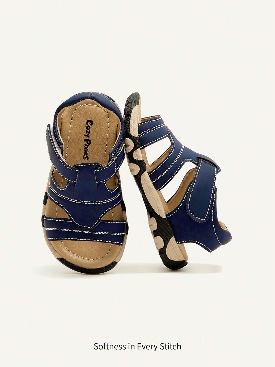 Cozy Pixies 1 Pair Summer Baby Sandals, Soft Comfortable Cute Functional Shoes, Toddler Boys Sandals - Navy Blue - View 1