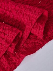 Elladie kids Girls'Elegant Red Summer Satin Lace Trim Yoke Dress,Soft & Comfortable Short Sleeve Party Dress For Birthdays,Christmas,Casual & Various Occasions - Red - View 8
