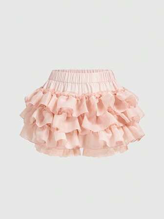 Kawaii Short à volants de couleur unie pour femmes