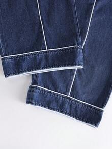 GlowEve Women's Fashion Commuter Contrast Trim Belt Loop Denim Jeans - Blue - View 5