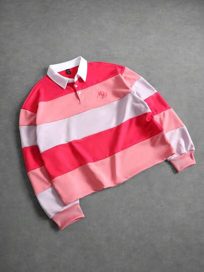 Polo da uomo oversize con blocchi di colore retrò