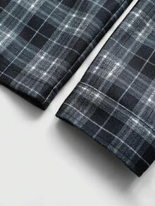 ROMWE MEN Street Life Veste à manches longues à carreaux pour hommes avec motif numérique en forme de flamme, automne/hiver