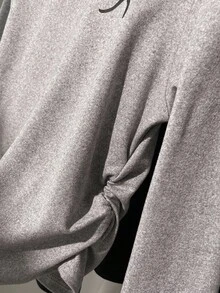 3 件套青春期前女童长袖圆领修身 T 恤，带蝴蝶结装饰，秋季休闲日常上衣 - 黑與白 - 查看 5