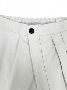 Manfinity Roghcode Men's Solid Color Pleated Loose-Fitting Stylish Trousers With Pockets - Light Grey - View 5
