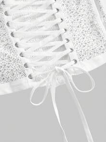 ROMWE Avant Fringed Rhinestone Embellished Women's Bandeau Top, Party - White - View 3