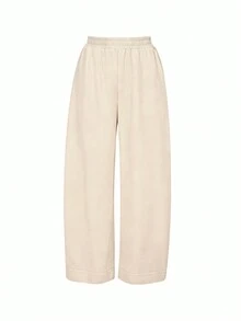 SHEIN Celana Jogging Longgar Kasual Wanita Warna Polos - Aprikot - View 5