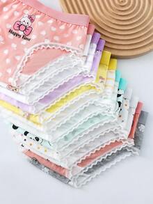 12条装女童纯棉卡通动物印花舒适三角裤 - 彩色 - 查看 3