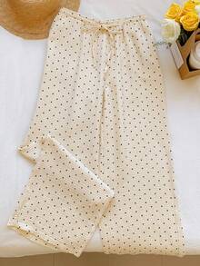 SHEIN EZwear Summer Women's Casual Drawstring Woven Long Pants, Light Yellow - Light Yellow - View 5