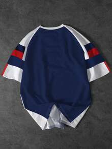 Manfinity EMRG Men's Casual Sports Contrast Color Raglan Sleeve Short Sleeve T-Shirt - Multicolor - View 2