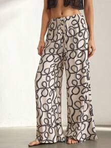 Ocili Women's Comfortable, Natural, Geometric Textured Pattern Loose Pajama Pants