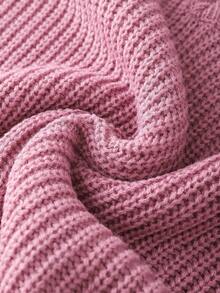 Franclia Loose Retro Casual V-Neck Chunky Knit Sweater For Women - Hot Pink - View 5