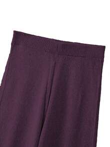 EMERY ROSE طقم كنزة صوفية وبنطلون نسائي فضفاض طويل الأكمام مربوط الخصر، مناسب للخروجات والحفلات وضيوف الزفاف، موسم الخريف/الشتاء - الأرجواني - مشاهدة 5