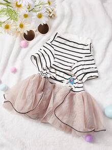 PETSIN 1 件装宠物服装蓬蓬裙适合小型犬猫-泰迪熊设计 - 黑與白 - 查看 5