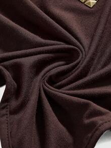 ROMWE Grunge Punk Y2K Sexy Metallic Cross Stud Backless Fitted Crop Top - Coffee Brown - View 4