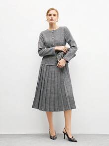 CUCCOO BIZCHIC 女士尖头金属装饰扣设计格子时尚高跟鞋 - 黑色 - 查看 7