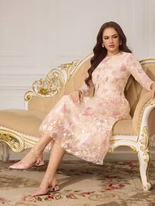 CUCCOO TILAWA Giày cao gót mũi nhọn đính đá thời trang dự tiệc thanh lịch dành cho nữ - Hoa hồng vàng - Xem 5