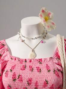 Breezaya Summer Fashion Versatile Premium Quality Waisted Women Strawberry Print Shift Dress Strawberry Dress Women Pink Strawberry Dress Cottagecore Dress Milkmaid Dress Women Strawberry Print Dress Vacation Outfits Woman - Multicolor - View 3