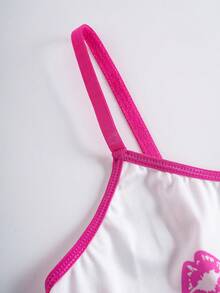 Betty Boop x SHEIN Women's Cartoon Character & Letter Print Contrast Binding Bow Detail Bra And Brief Set - Hot Pink - View 5